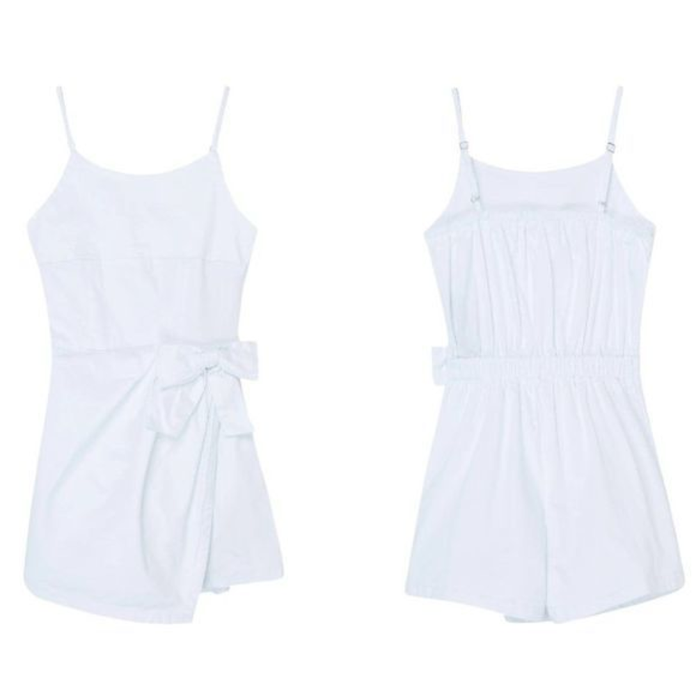 HABITUAL KIDS Faux Wrap‎ Stretch Cotton Romper in White (12)